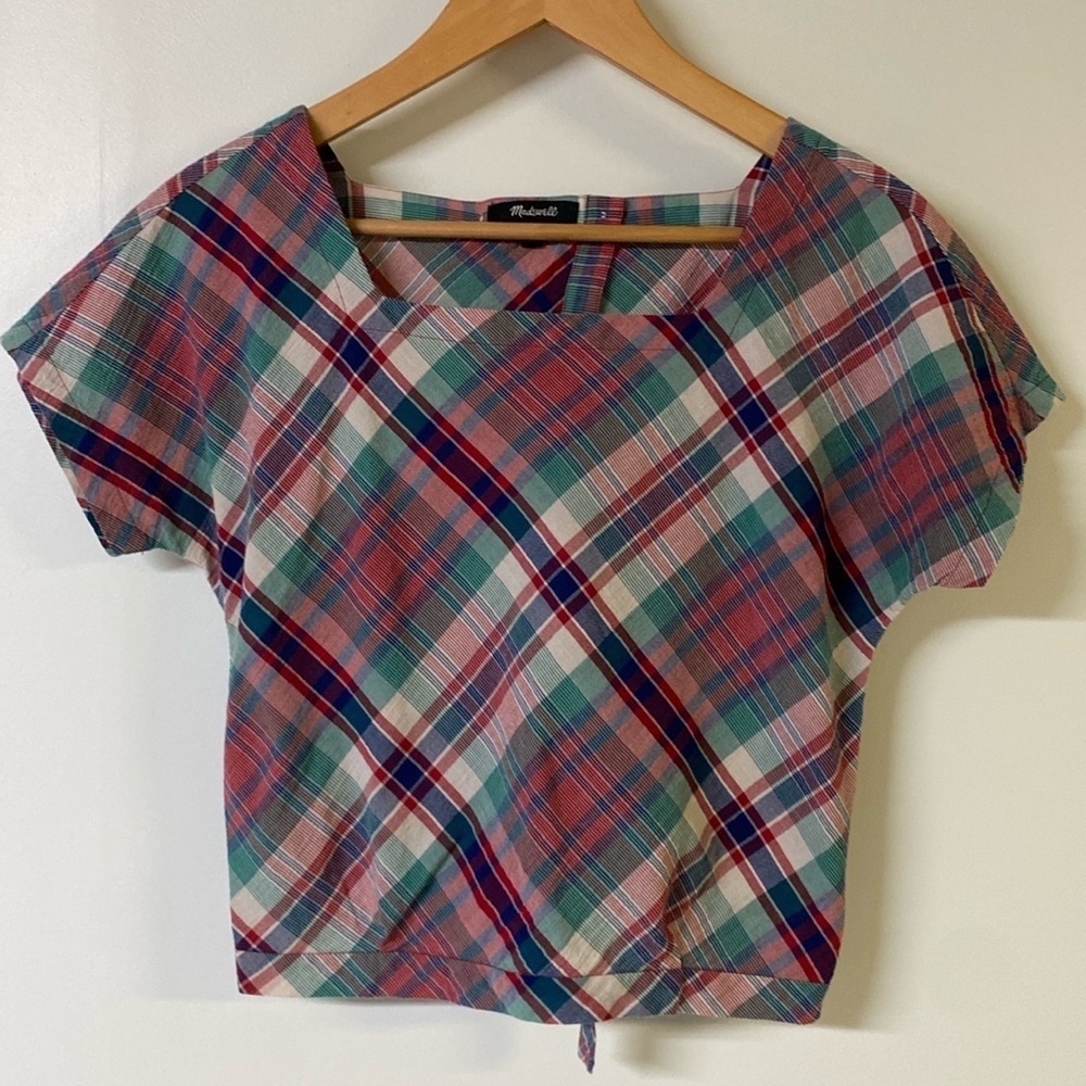 MADEWELL Plaid Tie Back Top Size XS
